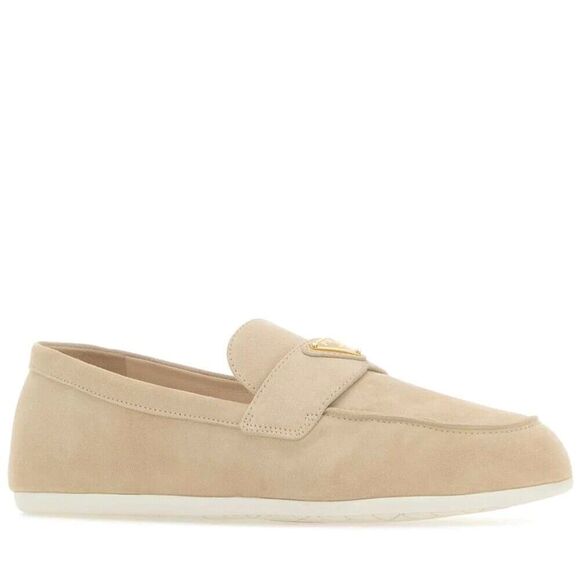 Prada Triangle Logo Suede Loafers Beige 37.5 - Picture 2 of 6